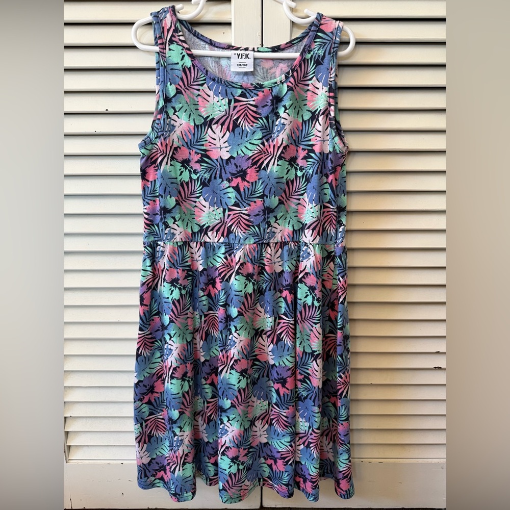 Colorful Leaf Pattern Kids Dress